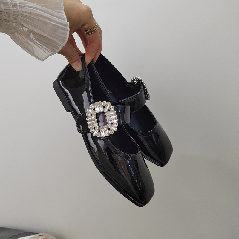 CSYCOCO Rhinestone Buckle Square Toe Mary Jane Flats for Women 2025 Spring - Image 2