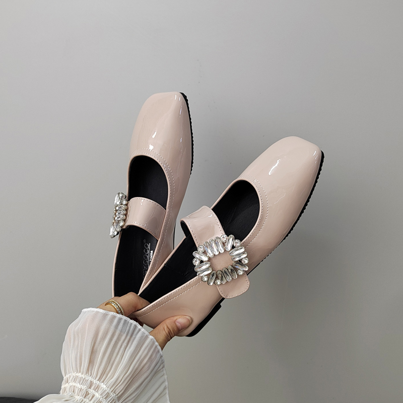 CSYCOCO Rhinestone Buckle Square Toe Mary Jane Flats for Women 2025 Spring - Image 4