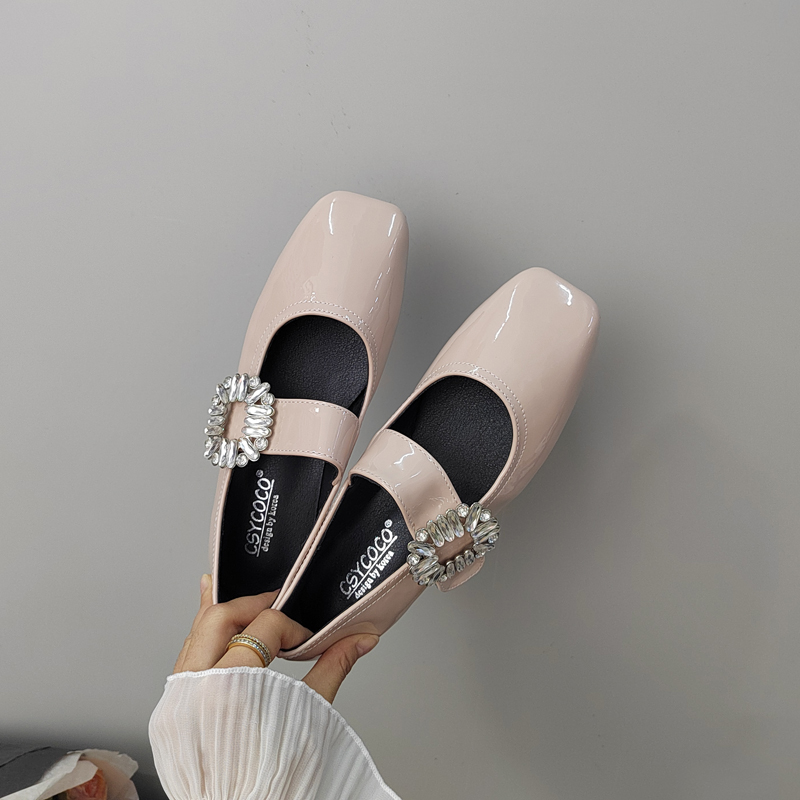 CSYCOCO Rhinestone Buckle Square Toe Mary Jane Flats for Women 2025 Spring - Image 5