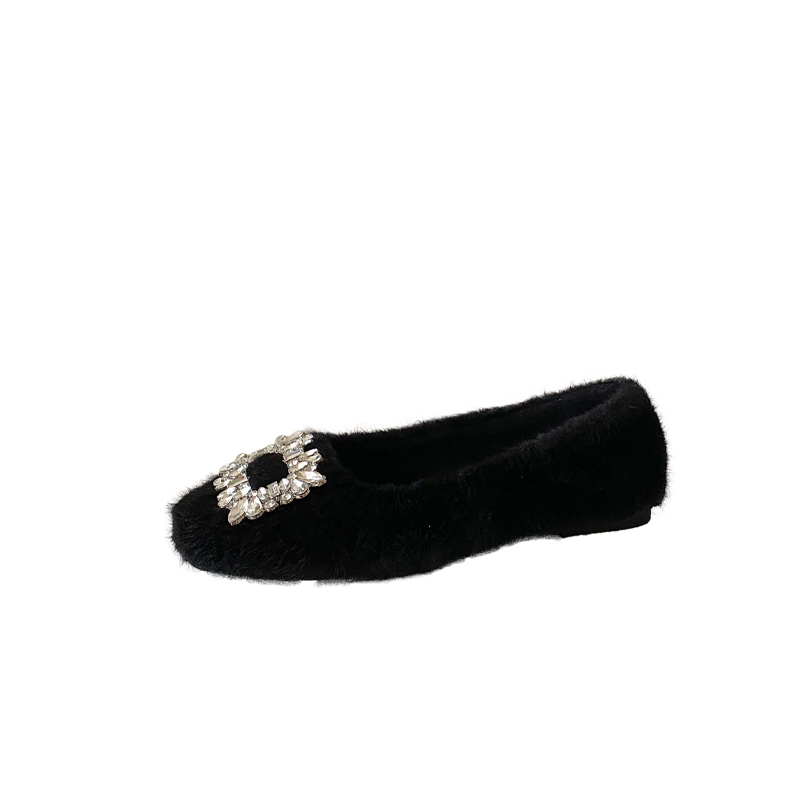 French Style Flat Furry Women's Shoes Fairy Wind Slip-On Warm Lined Shoes - Image 5