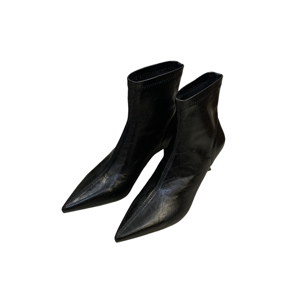 Pointed Toe Stiletto Fashion Boots 2025 Winter European American New Style Mid Heel Short Boots Simple Chelsea Boots - Image 5