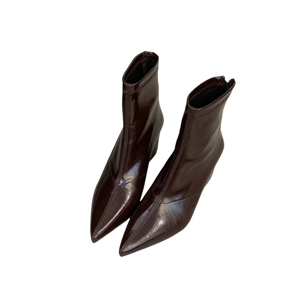 French Pointed Toe Wedge Ankle Boots Women 2025 Winter New Style Slim High Heel Fashion Boots - Image 5