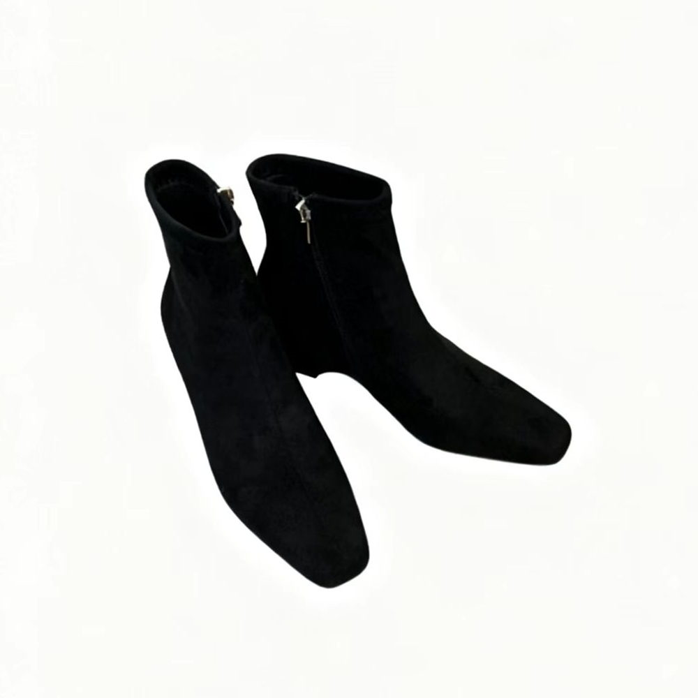Korean Style Square Toe Platform Side Zipper Martin Boots 2025 Autumn Winter New Suede Chelsea Short Boots - Image 5