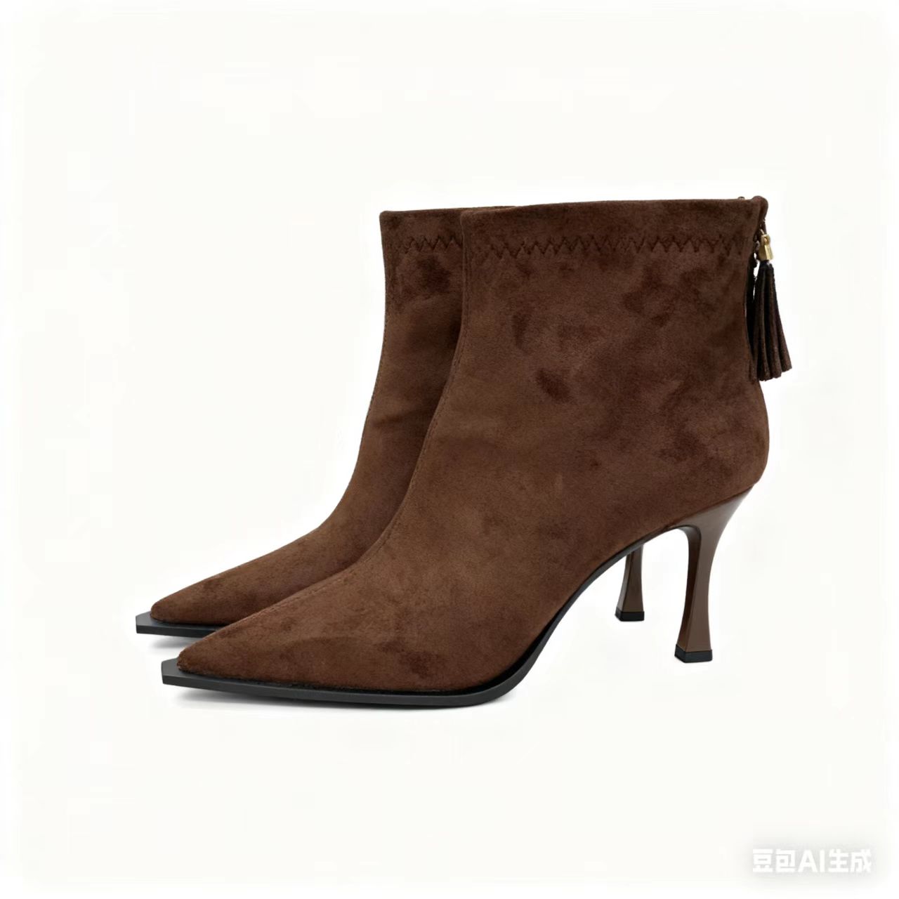 French High Heel Pointed Toe Suede Khaki Slim Boots Women 2025 New Autumn Winter Boots - Image 5