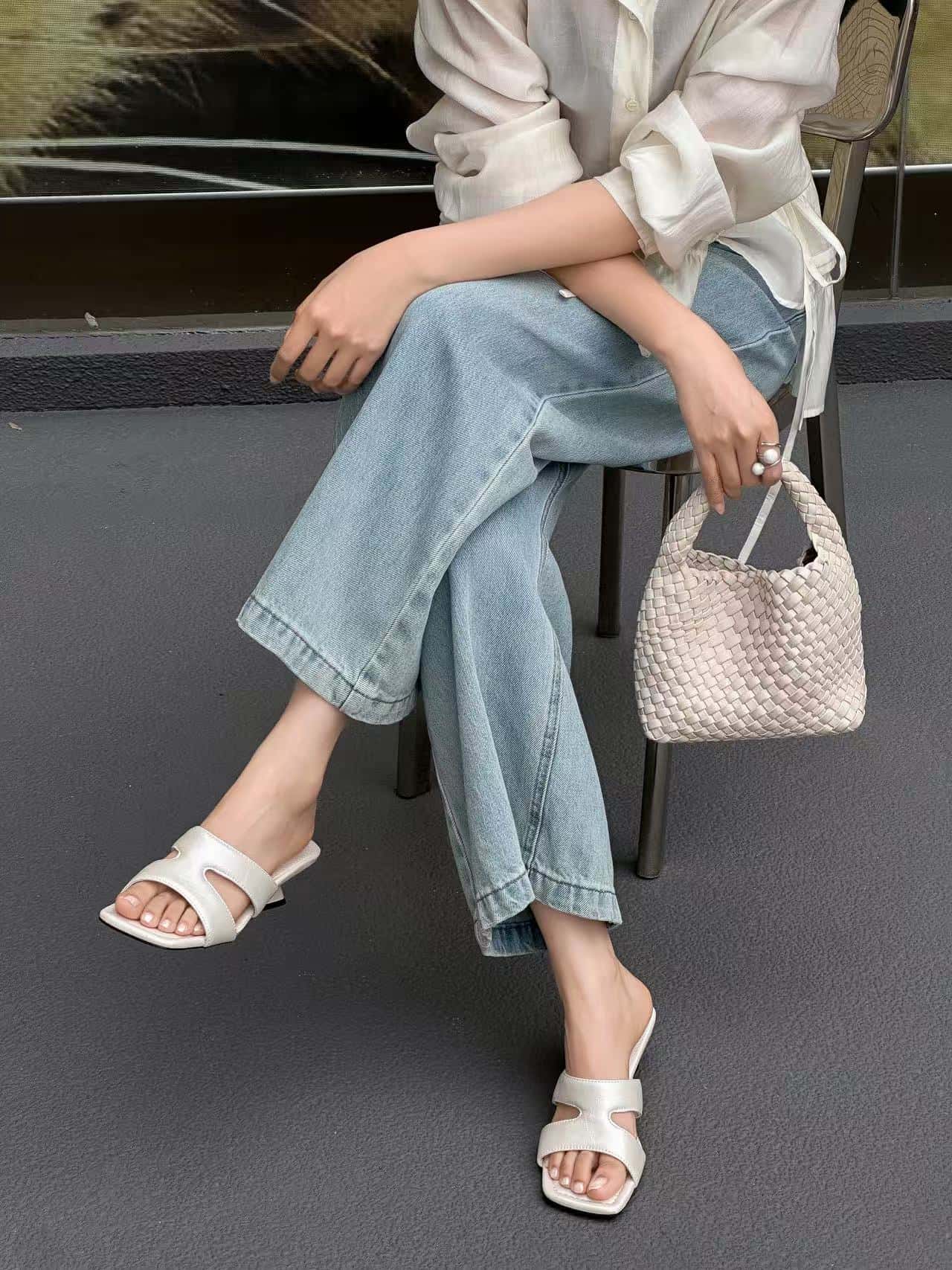 Minimalist Slide Sandals 2026 New Summer Square Toe Block Heel Dressy Versatile