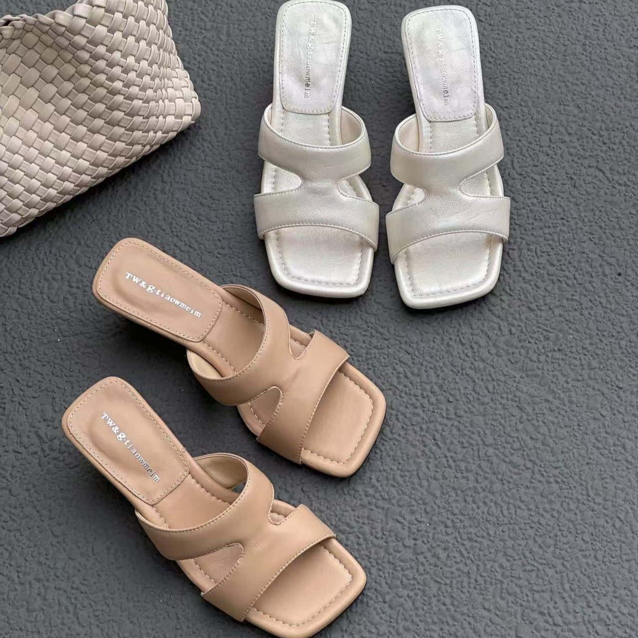 Minimalist Slide Sandals 2026 New Summer Square Toe Block Heel Dressy Versatile - Image 5