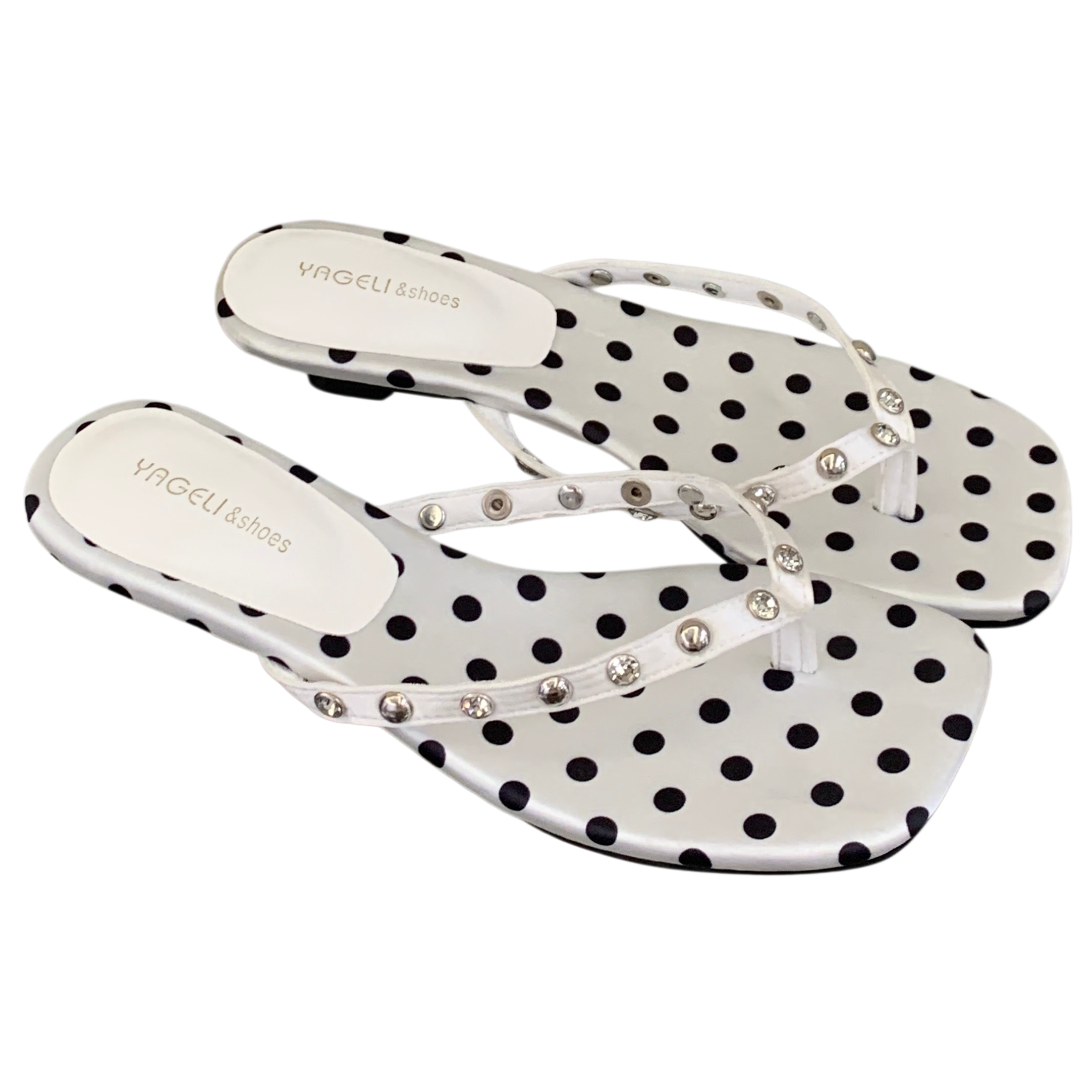 2026 New Korean Style Polka Dot Toe Thong Slippers Women Outdoor Wedge Non-slip Square Toe Beach Sandals - Image 5