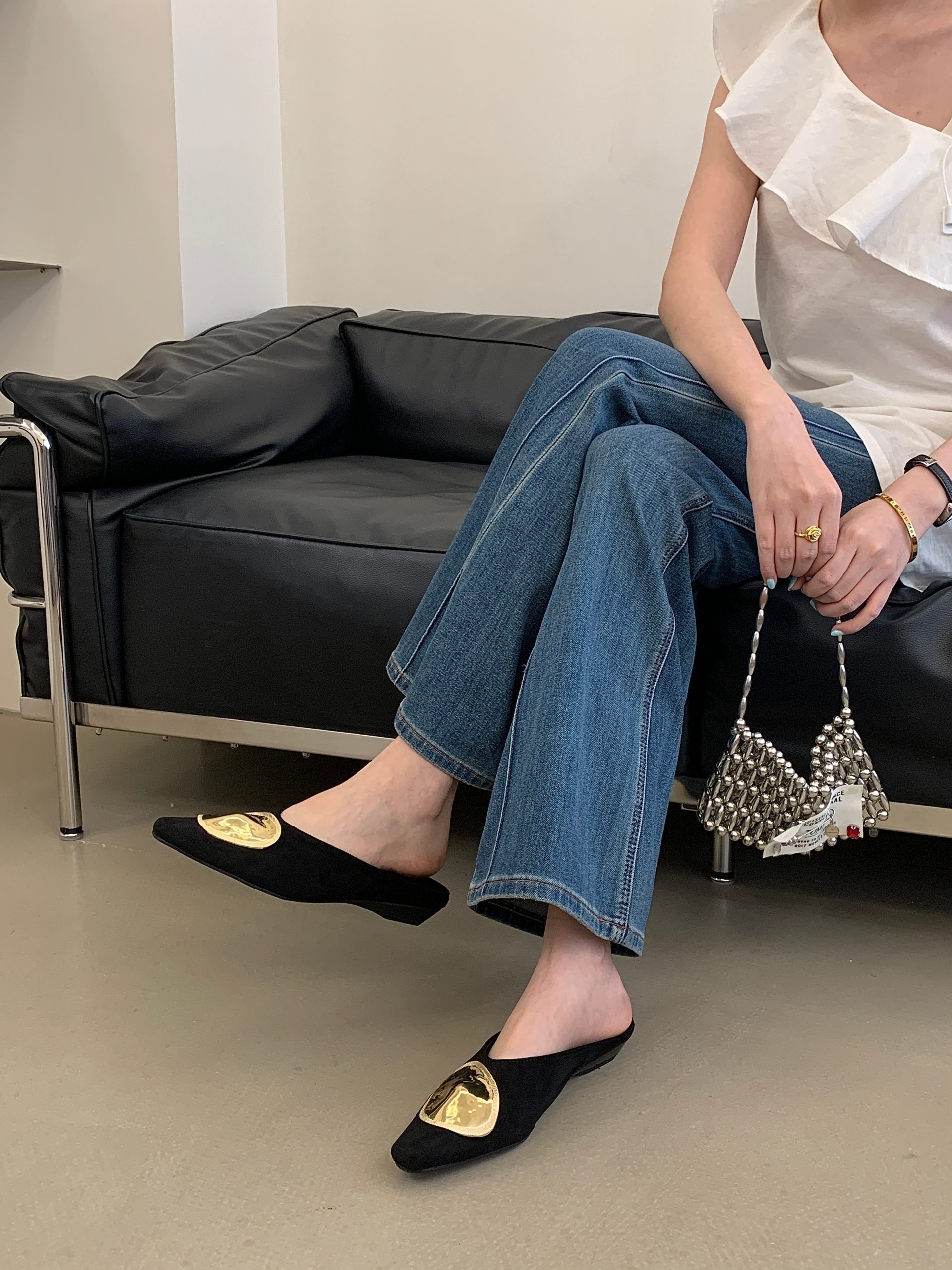 2026 Summer New Silk Square Toe Flat Slip-On Slippers for Women Comfortable Breathable Casual